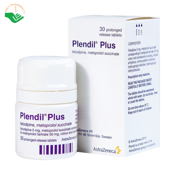 Viên nén Plendil Plus AstraZeneca điều trị tăng huyết áp (30 viên)